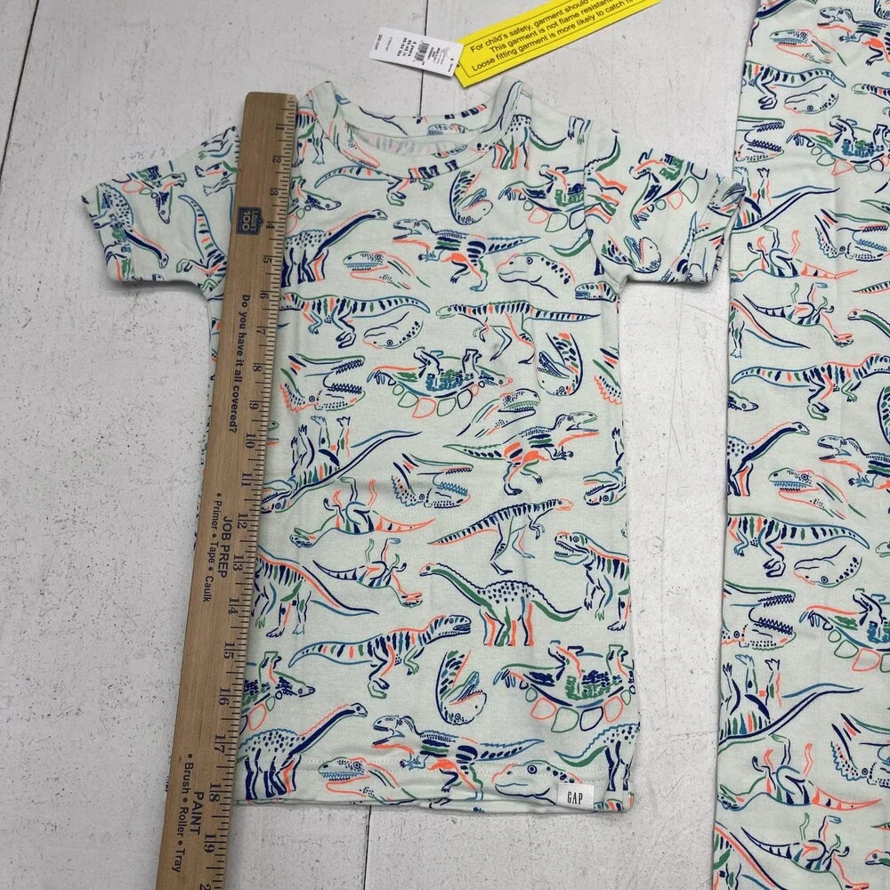Baby Gap Pajama Set Kids 5-6 Years Green Dinosaur Print Cotton 2 Piece PJs